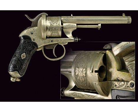 A very rare Chamelot-Delvigne luxury pin-fire revolver dating: third quarter of the 19th Centuryprovenance: BelgiumRifled, oc