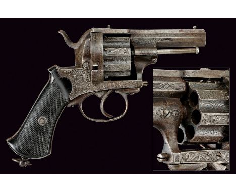 A fine eight-shot pin-fire revolver dating: third quarter of the 19th Centuryprovenance: EuropeOctagonal, rifled, 9 mm cal. b