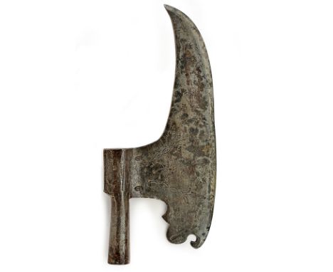 A big axe dating: circa 1700provenance: EuropeSlightly convex, single-edged axe, at the base the deep mark "CR" and floral en