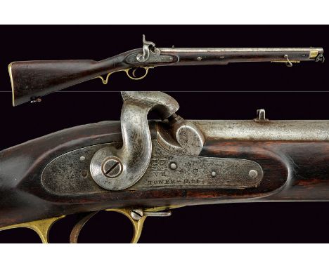 A Pattern 1844 percussion cavalry carbine dating: mid-19th Centuryprovenance: EnglandSmooth, round, 17 mm cal. barrel, provid