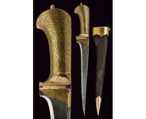 A beautiful pesh-kabz dating: early 19th Centuryprovenance: IndopersiaStraight, single-edged blade of fine damask with "T"-ba