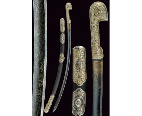 A fine shasqua dating: 19th Centuryprovenance: CaucasiaCurved, damask blade from the beginning of the 19th Century, with sing