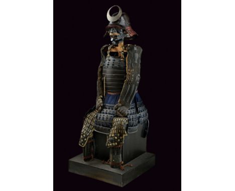 A samurai armour dating: early 19th Centuryprovenance: JapanZunari kabuto with three-plate iron hachi, covered with smooth, d