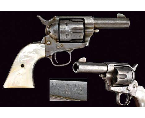 A Colt Single Action Army Revolver Short (3,15", could be a substitution), round, rifled, 44 cal. barrel, with address, fores