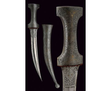 A long jambiya with scabbard dating: mid-19th Centuryprovenance: TurkeyCurved, double-edged blade with central raiser, the ba