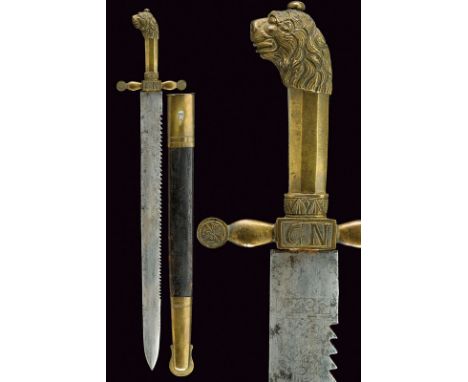 A fine saw-back dagger of the National Guard dating: mid-19th Centuryprovenance: ItalyStraight, single-edged blade with saw-b