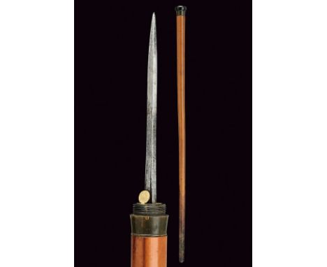 A stick with blade dating: 19th Centuryprovenance: EuropeAlmost cylindrical stick of light wood (slight defects at the lower 