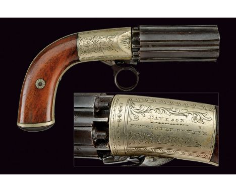 A percussion pepperbox by Davidson dating: mid-19th Centuryprovenance: EnglandGrooved, six-shot cylinder-barrel group, with s