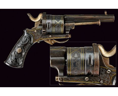 A fine center-fire revolver dating: third quarter of the 19th Centuryprovenance: BelgiumRifled, octagonal, 7 mm cal. barrel, 