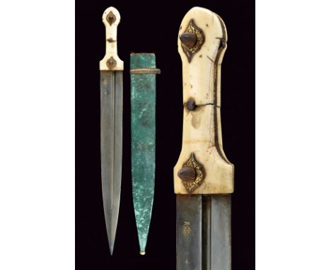 A kindjal dating: 19th Centuryprovenance: CaucasiaStraight, double-edged, damask blade, ribbed at the centre, featuring asymm