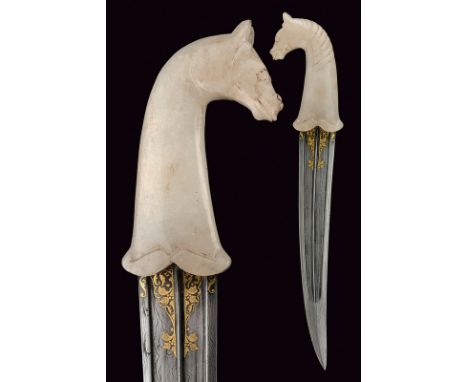 A kandshar dating: 19th Centuryprovenance: IndopersiaSlightly curved, double-edged, damask blade with ribbed tip, grooved and
