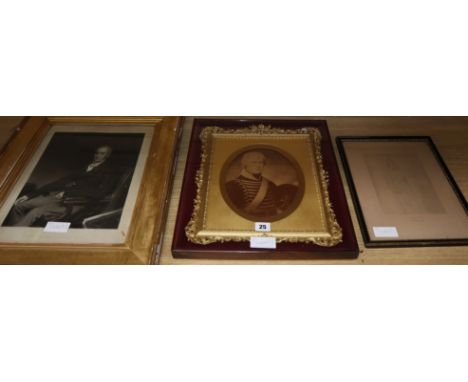 Bromley after Phillips, mezzotint, Portrait of John Clark Powell, overall 39 x 30cm and two other pictures of Major John Werg