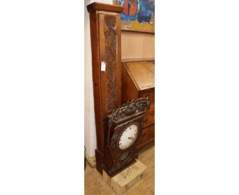 A 19th century French carved oak longcase clock H.220cm