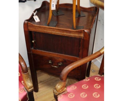 A George III mahogany tray top tambour commode W.50cm