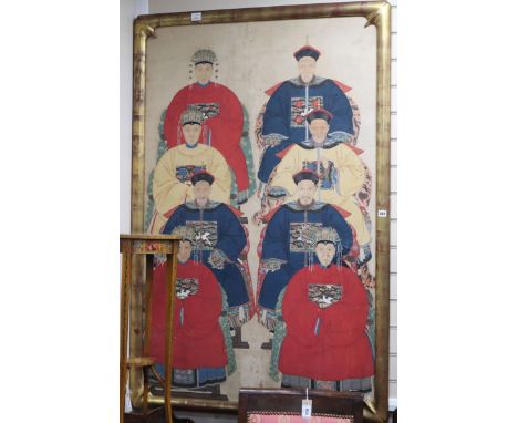 Chinese School, late Qing dynasty, watercolour and gouache, Ancestor portrait, 147 x 91cm