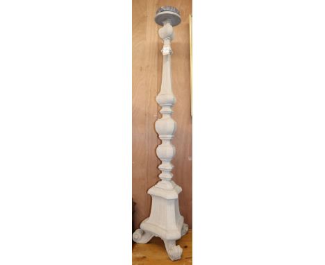 A painted pine altar stick H.132cm