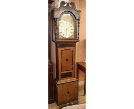 An early 19th century North Country oak longcase clock H.217cm