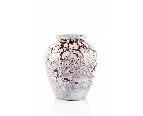 Reginald Fairfax Wells (1877-1951) for Coldrum Pottery Vase with crackled effect red and white glaze impressed seal and marke