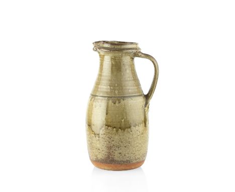 Richard Batterham (b.1936) Jug celadon glaze 38cm high.
