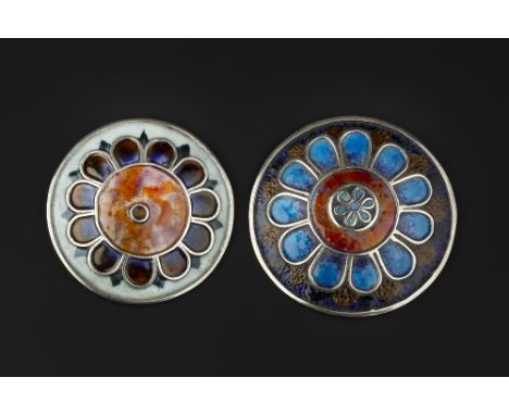 Alastair Norman Grant (British, 20th Century) Silver and enamel brooch  maker's mark NG Edinburgh hallmark for 1969  and a si