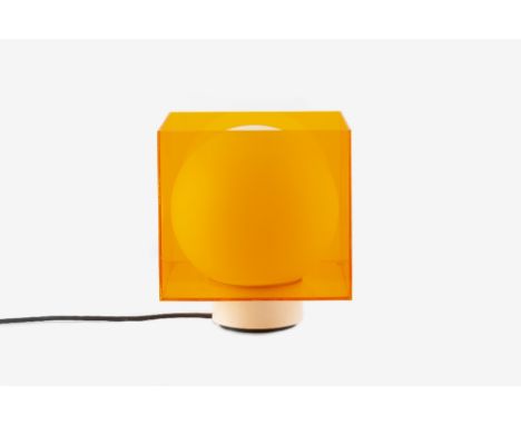 Italian School Table lamp orange perspex shade 26cm high.