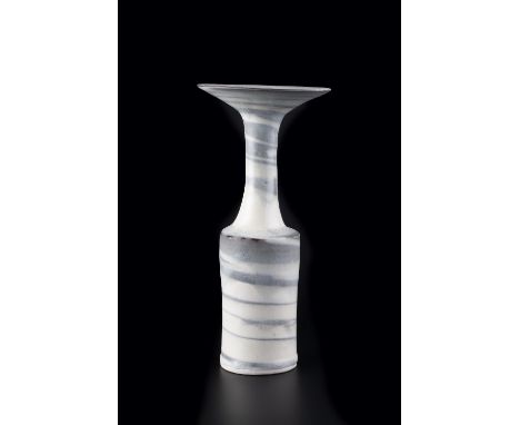 Lucie Rie (1902-1995) Bottle vase swirled blue and white glaze impressed potter's seal 25cm high, 12cm across. Provenance: Co