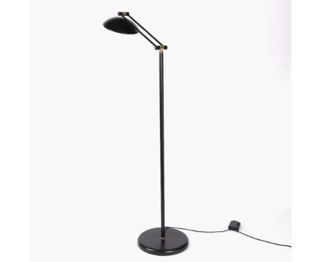 Relco of Milan, Italy Standard lamp adjustable, black metal and brass 170cm high.