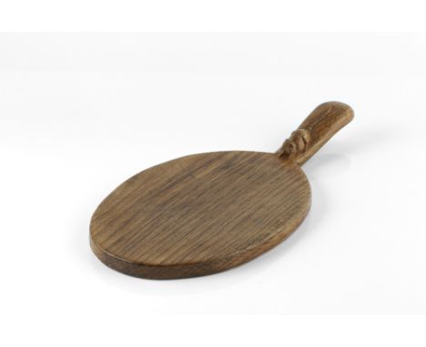 Robert Thompson of Kilburn (1876-1955)  Mouseman cheeseboard carved mouse signature to handle 36cm across.