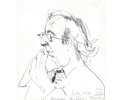 Linda Kitson (b.1945) 'Norman St John-Stevas', 1971 signed, titled and dated in pencil  pencil sketch 22cm x 19cm.