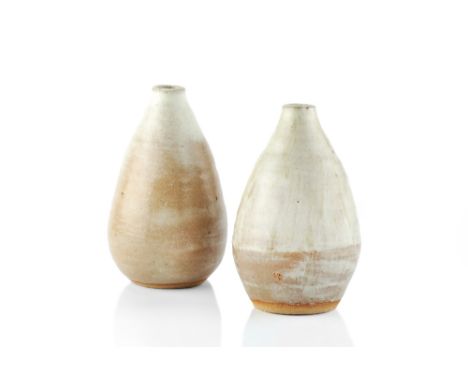 Katharine Pleydell-Bouverie (1895-1985)  Two lamp bases pale celadon glazes impressed potter's seal 21cm and 20.5cm high (2).