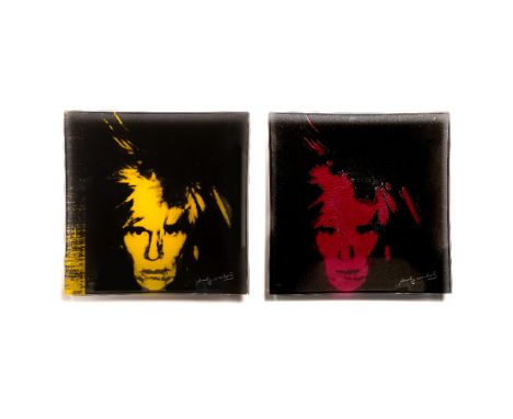 Andy Warhol (1928-1987) for Rosenthal Two 'studio line' plates glass, with Warhol portrait original boxes 30cm x 30cm (2).