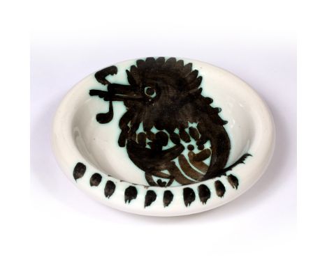 Pablo Picasso (1881-1973) at Madoura Pottery  'Bird with worm' (A.R. 172), 1952 white earthenware ceramic bowl  stamped and m