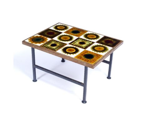 Alan Wallwork (1931-2019) Tiled coffee table 38cm high, 64cm wide.