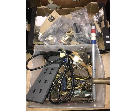 BOX OF HAND TOOLS AND BOX OF WROUGHT IRON HANDLES