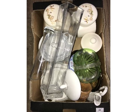 LARGE AMOUNT KITCHEN WARE INCLUDING SCALES  KNIFE SET   FIRST AID BOX