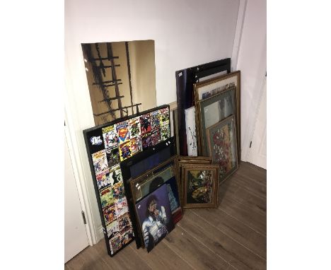 LARGE AMOUNT OF PICTURES AND PRINTS TAPESTRY JACKSON NEW YORK ETC