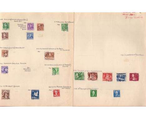 Sweden used Stamps on 33 Leaves containing approx 300 Stamps from 1938 to 1976 including 1938 80th Birthday of King Gustav V,