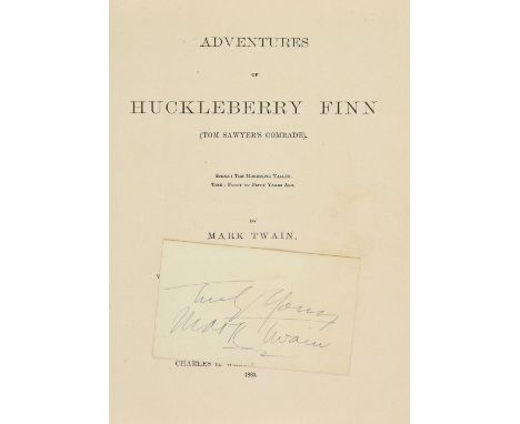 Clemens (Samuel L., "Mark Twain"). Adventures of Huckleberry Finn, 1st US edition, early issue, Charles L. Webster, New York,