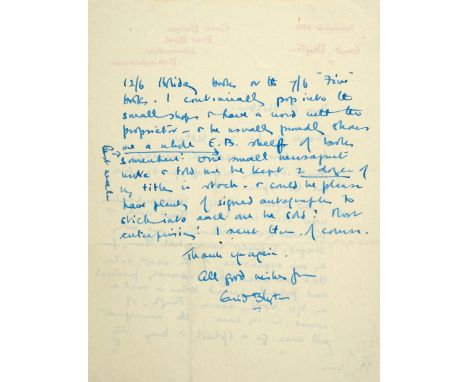 Blyton (Enid, 1897-1968). Autograph letter signed, 'Enid Blyton', Enid Blyton Green Hedges letterhead, no date, circa 1950s, 
