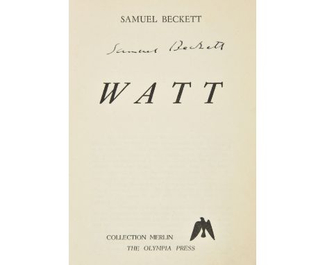 Beckett (Samuel). Watt, 1st edition, Collection Merlin, Olympia Press, 1953, a few minor spots front and rear, original purpl