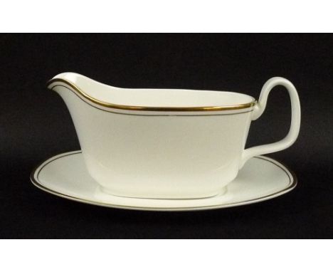 A Royal Doulton part dinner service, in the 'Gold Concord' pattern, comprising six dinner, dessert, and side plates, six bowl