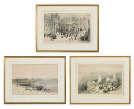 After David Roberts RA'Isle of Graie';'Greek Church of the Holy Sepulchre, Jerusalem';'Remains of Triumphal Arch at Petra';'E