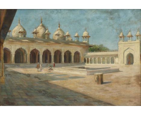 English School, 1906The courtyard of an Indian palacesigned with initials and dated 'VN/06' l.l., oil on canvas51 x 71cmCondi