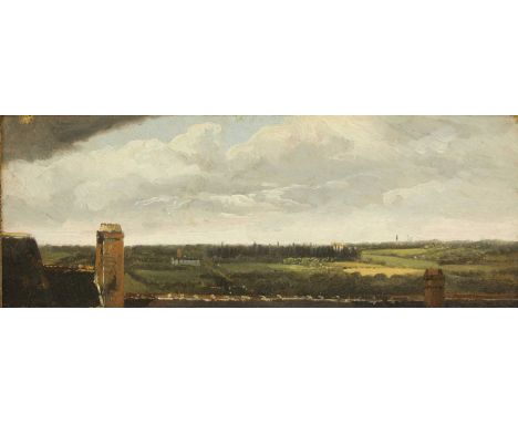 Léopold Leprince (French, 1800-1847)'Roof Tops'indistinctly titled, signed and dated 'Leopold Leprince 1815' verso, oil on bo