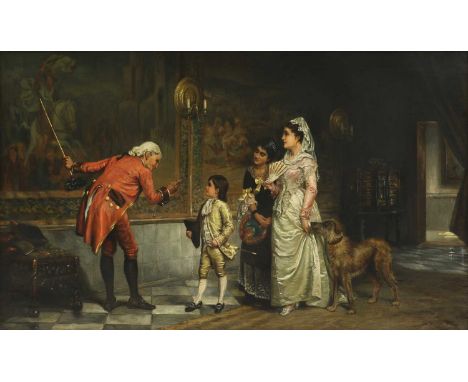 Marcus Stone (1840-1921)The Ancestor on the Tapestrysigned and dated 'Marcus Stone 1895' l.r., oil on canvas61 x 102cmConditi