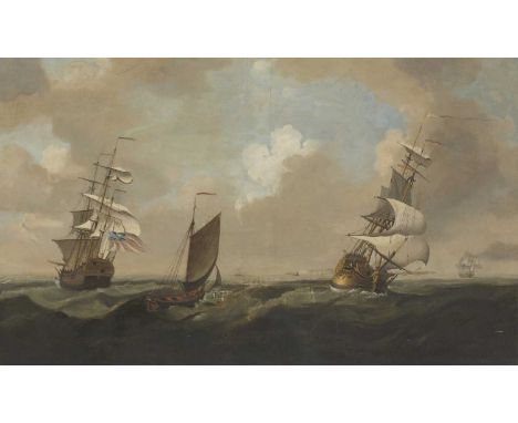 Circle of Charles Brooking (1723-1759)Frigates off the coastoil on canvas71 x 118cm, unframedCondition ReportThe canvas has h