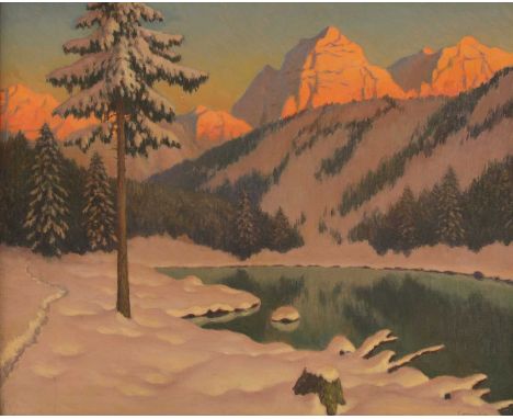 Michail Markianovic Guermacheff (1867-1930)A still pool, sunsetsigned 'Guermacheff' l.r., oil on canvas46.5 x 55cmProvenance: