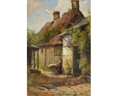 Ernest Charles Walbourn (1872-1927)'A Quiet Corner'oil on board, with artist's studio stamp 'EW' l.r.34.2 x 22.7cmProvenance: