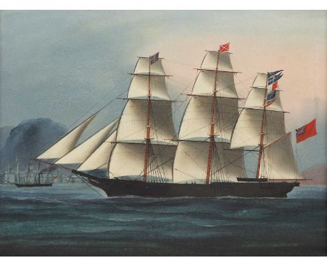 Anglo-Chinese School, c.1855'Arabia', a clipper, 333 tonnes, off the coast possibly of Hong Kongoil on canvas46 x 59.5cm, in 