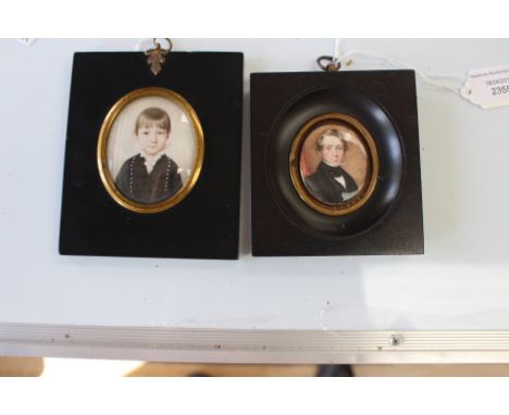 Two 19th Century portrait miniatures, comprising one on ivory depicting a young girl, the other depicting a young gentleman, 